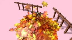 Pile of Leaves with Cat Robot