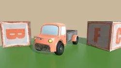 Toon-styled Toy Truck with Letter Blocks