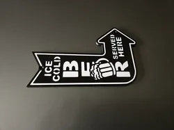Ice Cold Beer Served Here Arrow Sign