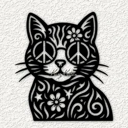 Other STL Download - boho hippie cat wall art home decorby Kaoz Kitten