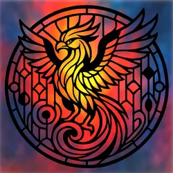 Phoenix 2D stained glass art