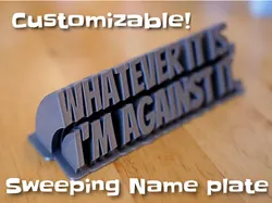 Sweeping 2-line name plate