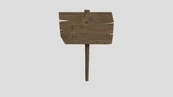 Wooden Sign - Baked Low Poly