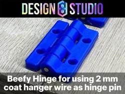 Beefy Simple Hinge by Design8Studio - for using 2mm coat hanger wire as the hinge pin