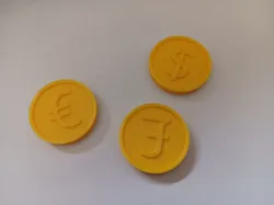 Coins with currency symbols - € / $ / £