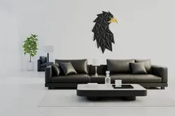 Geometric eagle (or crow) head wall art