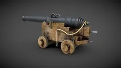 Ship Cannon Low-poly 3D model