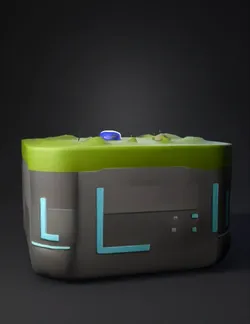 A clean stylized futuristic grassy platform block for a 3D game enviro