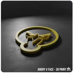Angry V Face - Minimalist 3D Wall Art