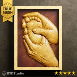 Baby foot Relief for CNC Laser and 3D Print STL File and 4K Grayscale TIF - High Detail 3D Model