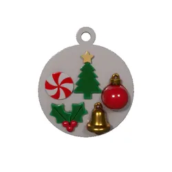 Christmas Elements Circle Hanging Ornament 3D
