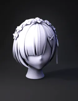 Create a highly accurate anime hairstyle 3D model based on the provide