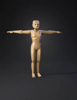 Create a stylized low poly humanoid character inspired by STALCRAFT ae