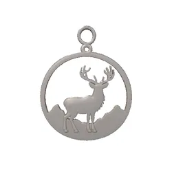 Deer Circle Hanging Christmas Ornament 3D Model