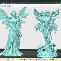 Group of four tall winged garden fairy statues, figures