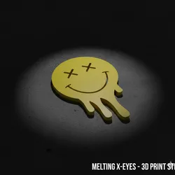 Melting Smiley Face - Trippy X-Eyes 3D Wall Art