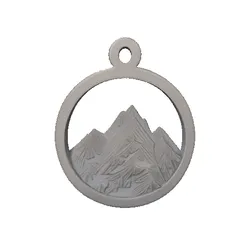 Mountain Circle Hanging Christmas Ornament 3D Model