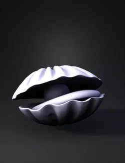 open oyster shell with pearl white and blue hues sketch