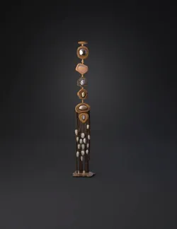 ornate shell hanging ornament with chain and multiple shells