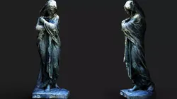 tombstone statue abandoned ruins PBR photogrammetry Low-poly 3D model