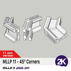 Gratis Lighting & Lamps STL indir - The Modular LED Light Profile, MLLP 11, 45° corners add-on - 2Kperformance