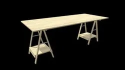 Desk on trestle supports