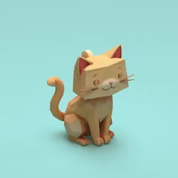 Low poly cat keychain