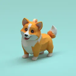 Low poly dog keychain