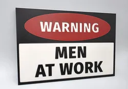 Warning Men at Work Sign 2 color changes