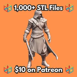 28mm DND Assassin with Cloak and Blade Miniature MineeForm FDM 3D Print STL File