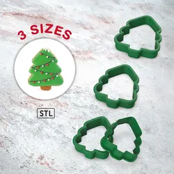 Tools & Spare Parts STL indir - Christmas Tree Cookie Cutter,  3 Size, Christmas Tree Shape - Woow Concept 3D