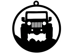 Jeep silhouette round hanging decoration