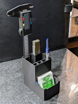 Pencil Holder + microSD + caliper + ruler + alcohol pad slots remix
