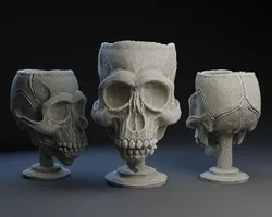 Monkey Skull Chalice AI Mesh Generation + Blender Displacement How to Video