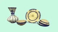 Vase, plate, and bowls