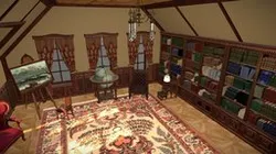 Victorian study room / library interior