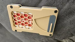 Card Wallet Top honeycomb window and Bottom Door half moon divot variation