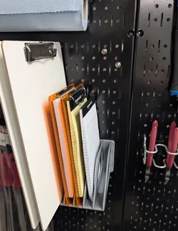 Wall-Mount Clipboard & Notepad Holder for Wall-Control and Other Thin Pegboard Systems