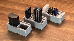Gridfinity Storage Boxes for USB-Sticks, SD and MicroSD cards, and Sony A7 batteries