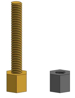 M3 × 0.5 mm Screw and Nut (3D Printable, ISO Metric Thread)