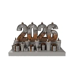 2026 Happy New Year Circle Ornament 3D Model