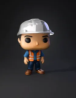 construction worker figurine with hard hat orange safety vest blue s