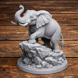 Elephant statue on rocks