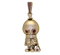 Golden Cute Skull Guardian Pendant – Chibi Fantasy Character