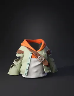 hooded jacket with orange hood patchwork green coat leather belt wit