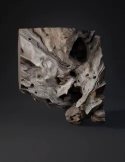 porous rock formation with hollow cavities and rough gray surface