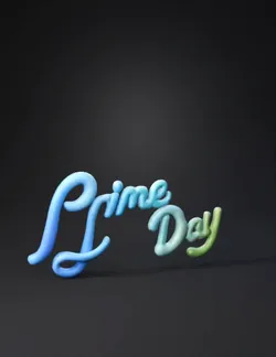 prime day logo with gradient blue to green script stylized 3D sign