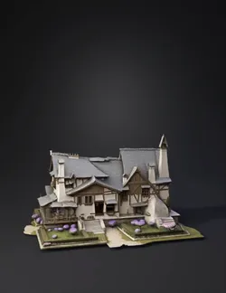 stone and timber cottage with gabled roofs timber framed walls stone