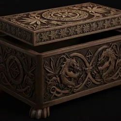 The Dragon’s Stash: Intricate Mythic Carved Chest