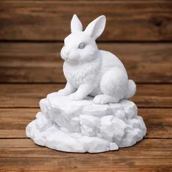 White Rabbit Statue on Rocks